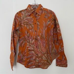 Etro Cotton Orange Paisley Shirt